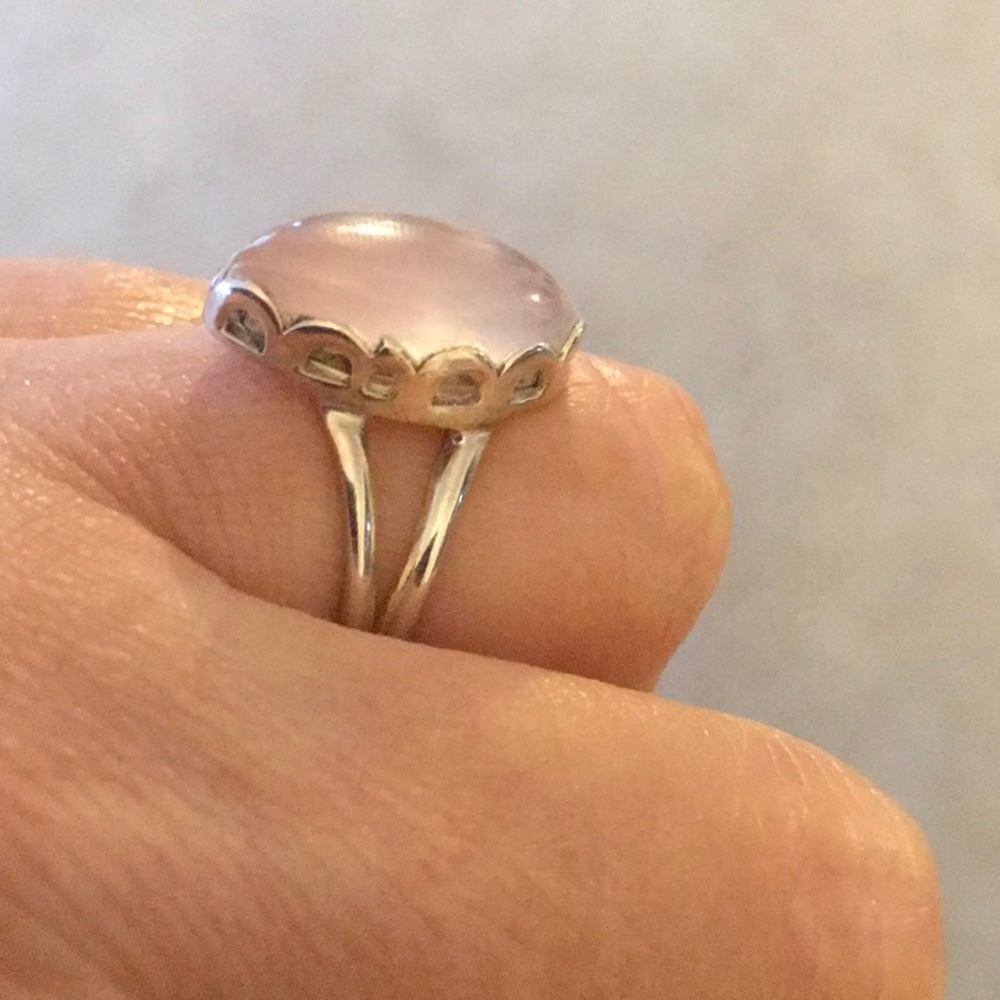 Sterling Silver Rose Quartz Ring sz 8 - Picture 1 of 5